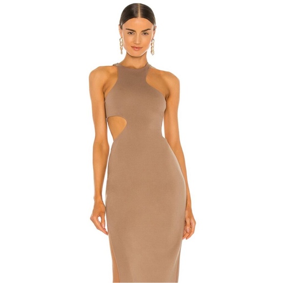 NWT!! Michael Costello x REVOLVE Rylan Midi Dress in Taupe - Picture 7 of 12